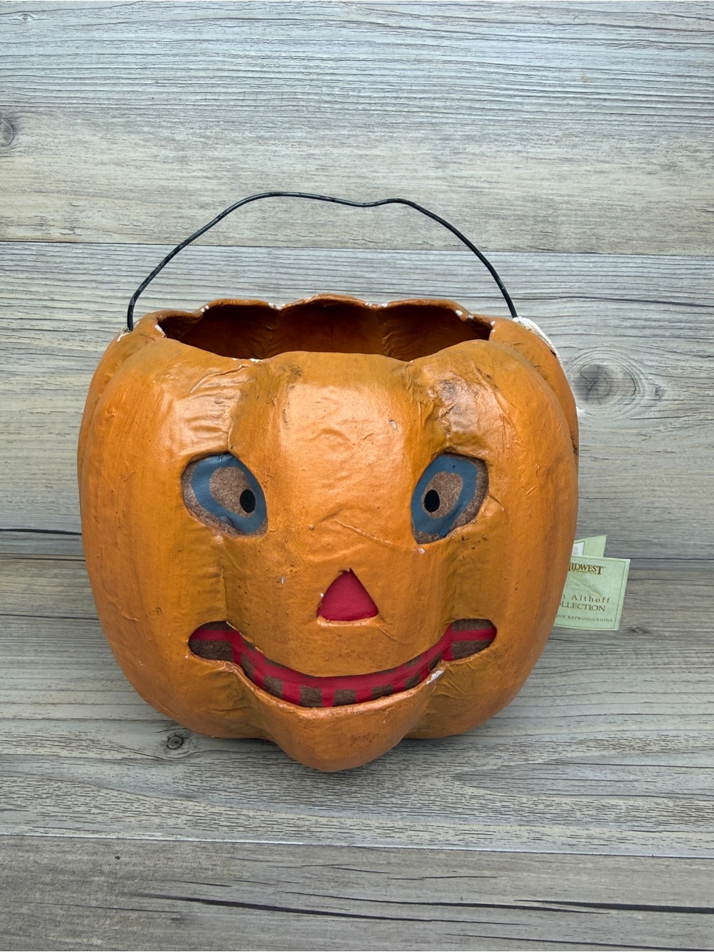 Vintage Paper Mache Halloween Jack O Lantern Pumpkin Ken Althoff Collection